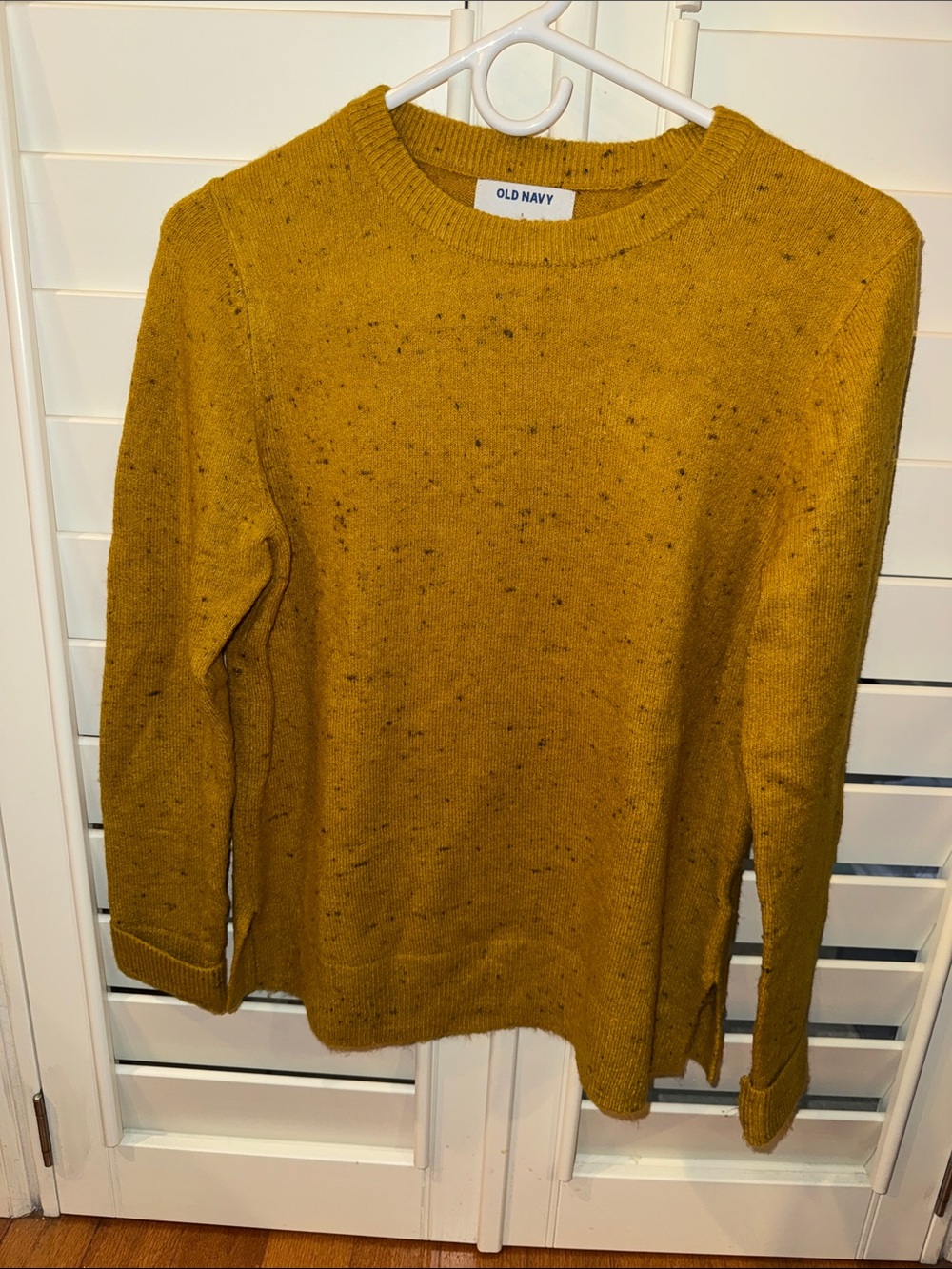 Old Navy Mustard Yellow Speckled Knit Crewneck Sweater
